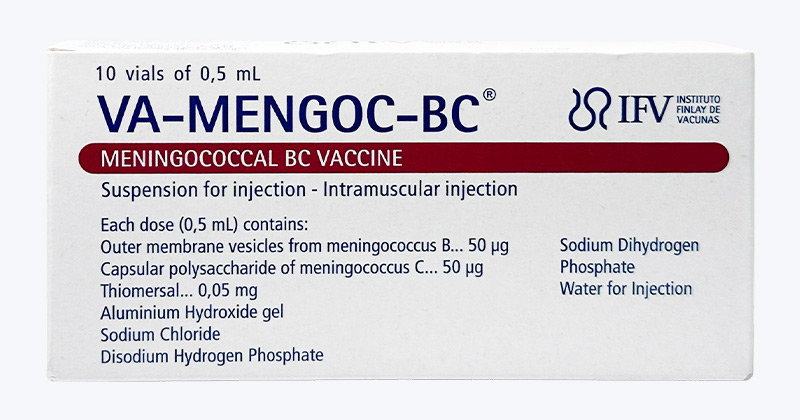 Vắcxin VA-MENGOC-BC (Cuba) VA-MENGOC-BC (Phòng bệnh: viêm màng não do não mô cầu type B, C) 850310110724 (SĐK cũ: QLVX-H02-985-16)